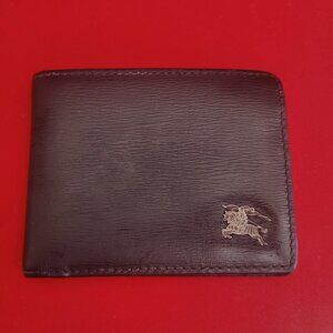 Burberry Black Leather Equestrian Knight Bifold Wallet